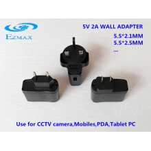 5V 2A adaptador de pared universal CCTV fuente de alimentación adaptador de corriente
